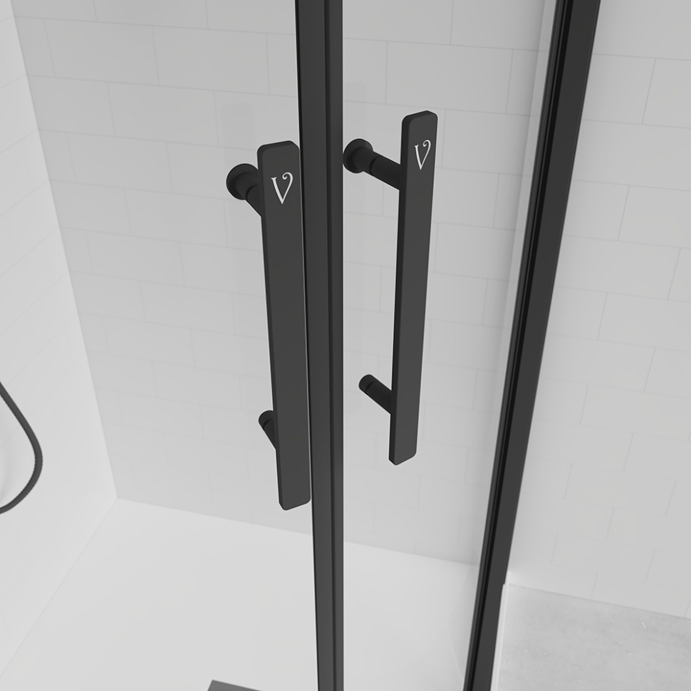 Душевой угол Veconi Evo 200 B, 1000х800x1950, черный матовый, прозрачное стекло