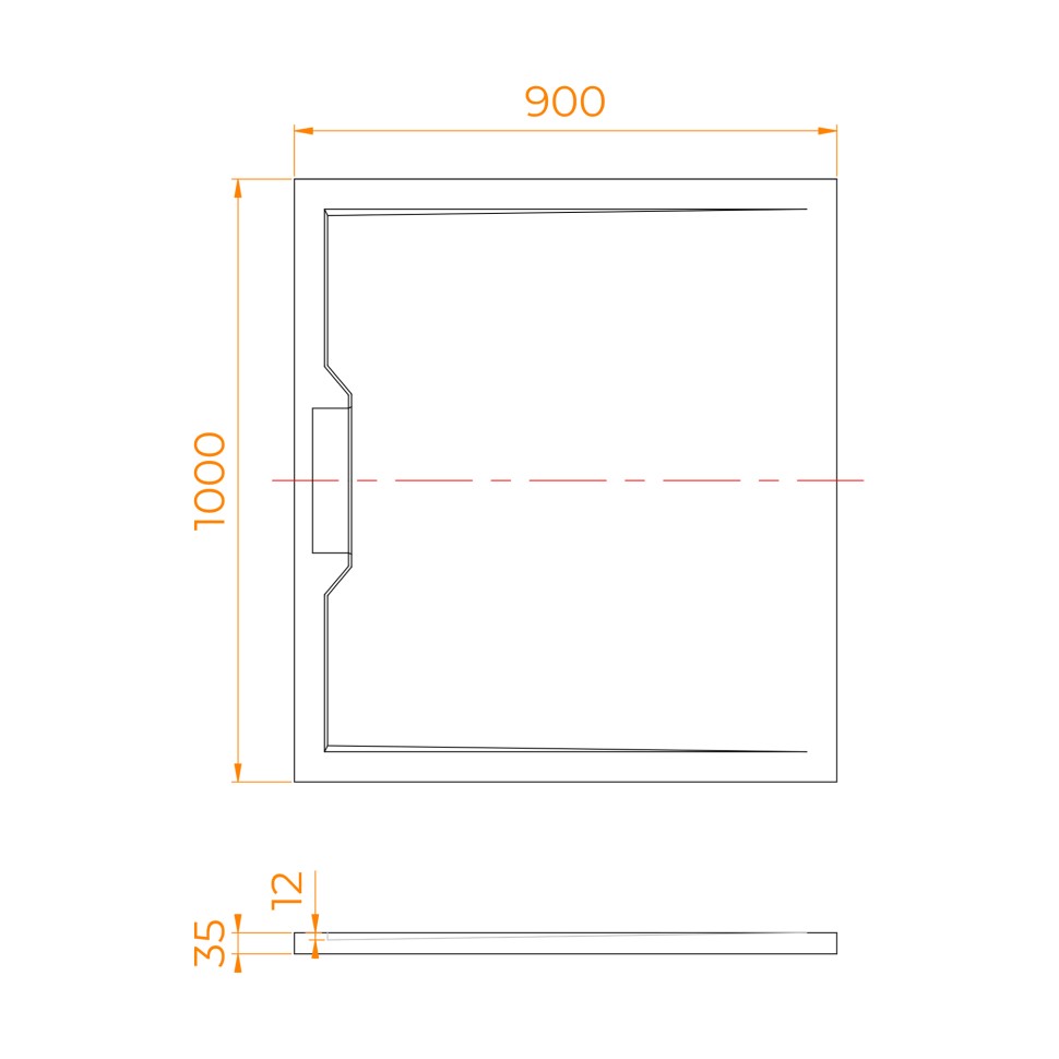 Душевой поддон прямоугольный RGW STE MB Черный мрамор (900x1000)