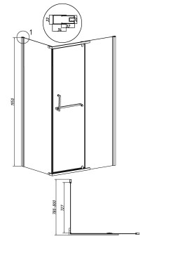 Боковая стенка Grossman Pragma 200.K33.03.80.21.02 (80х195) черный матовый,стекло шиншилла, 1 место