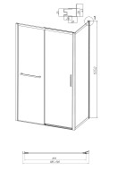 Боковая стенка Grossman Style 200.K33.05.90.21.02 (90х195) черный матовый,стекло шиншилла, 1 место