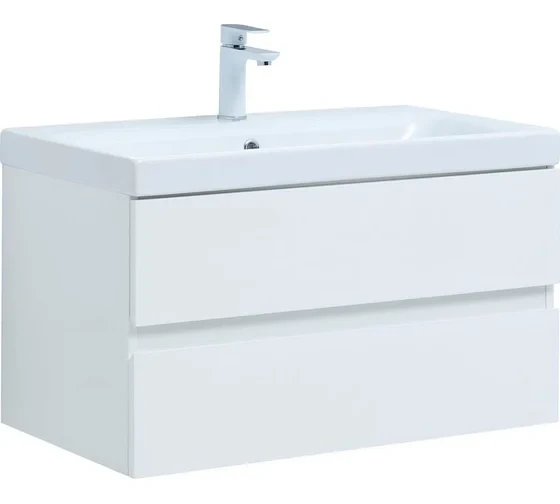 Тумба с раковиной Беркли 80 белый глянец