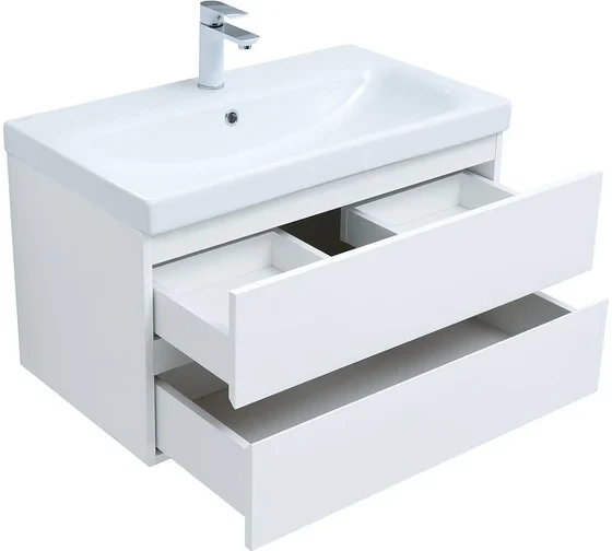 Тумба с раковиной Беркли 80 белый глянец