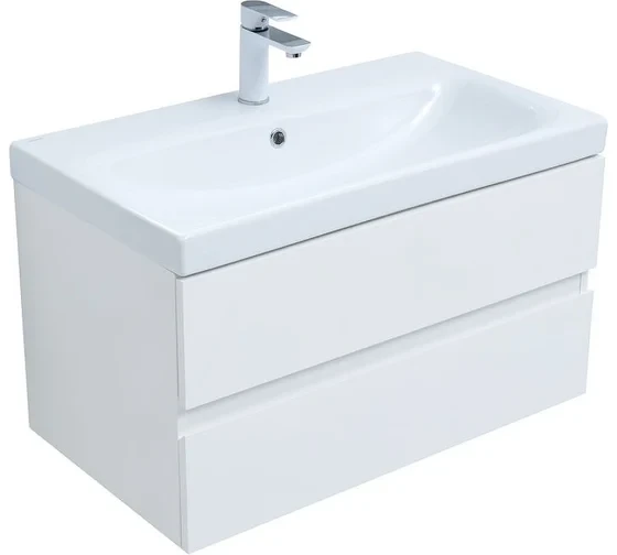 Тумба с раковиной Беркли 80 белый глянец