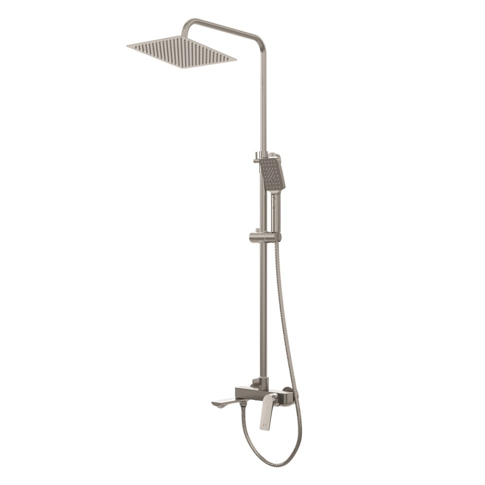 Душевая стойка Grossman Cosmo 500.K35.02.120 с верхним душем,ручной лейкой и смесителем, брашированный никель,1 место