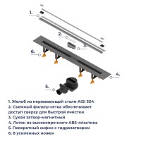 Душевой трап, обрезной RGW SDR-55 (1200)