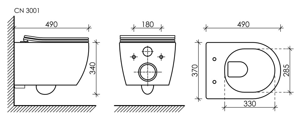 Подвесной унитаз PLAY Rimless CN3001