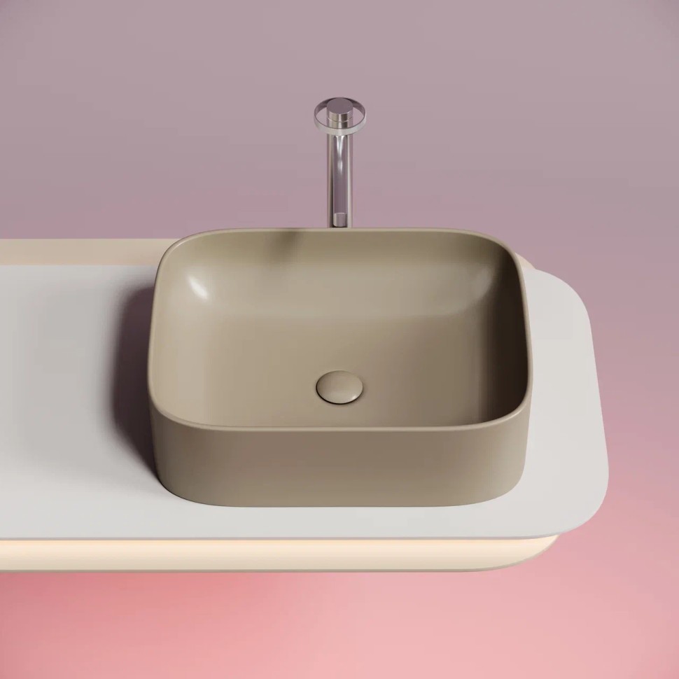 Умывальник чаша накладная прямоугольная (цвет Капучино Матовый) Element 505x380x150мм