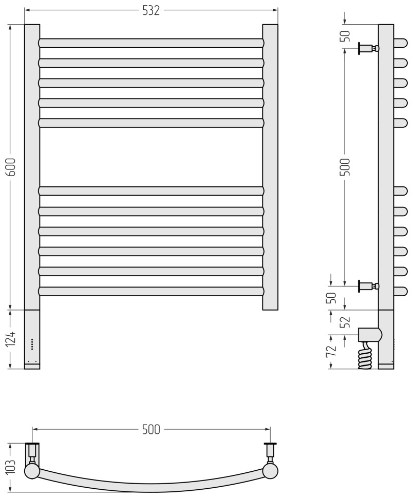 Богема 3.0 выгнутая 600х500 МЭМ левый