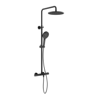 Душевая стойка с термостатом и изливом SANCOS Etna, черный матовый, арт. SC9008MB