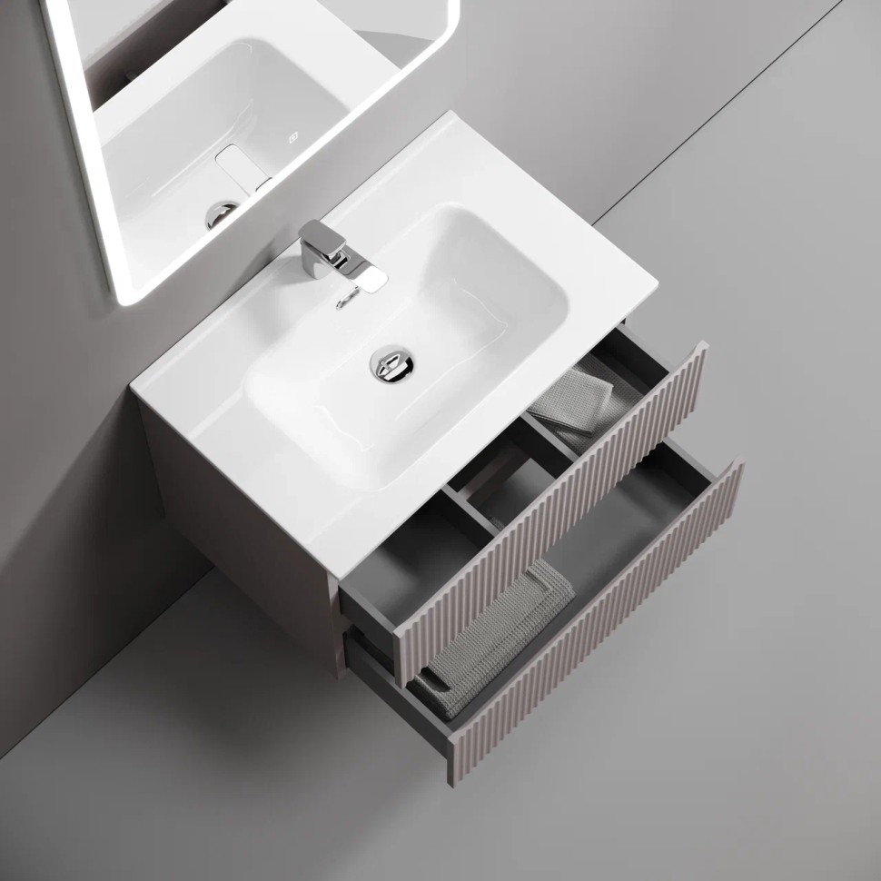 Тумба подвесная SANCOS Snob R 690х445х500, c двумя ящиками оснащенными доводчиками, Doha Soft, арт.SNR70SM