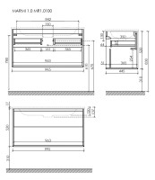 Тумба подвесная SANCOS Marmi 1.0 995х445х520 c одним ящиком оснащенным доводчиками скрытого монтажа и открытой нишей, дуб галифакс натуральный, арт. MR1.0100EG