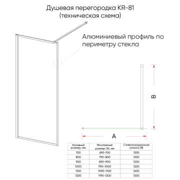 Душевая перегородка KR81GF-100-08-C8