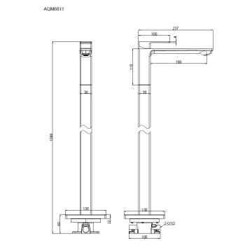 AQM6811GM Savona Смеситель для напольной раковины (монт. часть в комплекте), металл