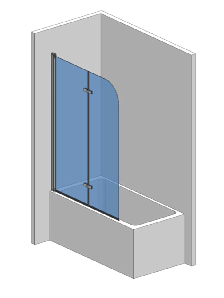 Шторка на ванну 1200*1400мм., стекло 6мм, цвет профиля хром, петли латунные.