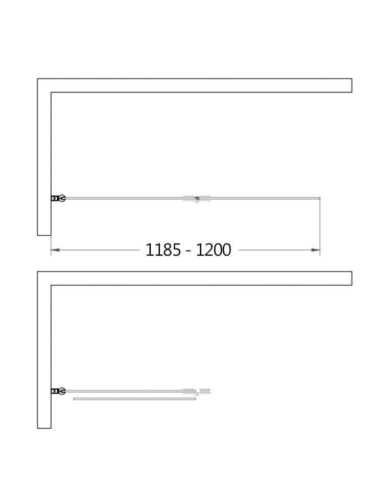 Шторка на ванну 1200*1400мм., стекло 6мм, цвет профиля хром, петли латунные.