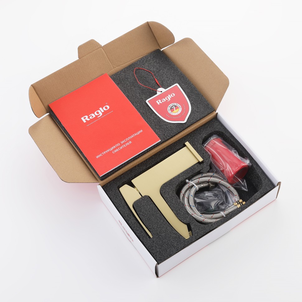 Смеситель Raglo для умывальника золотой сатин