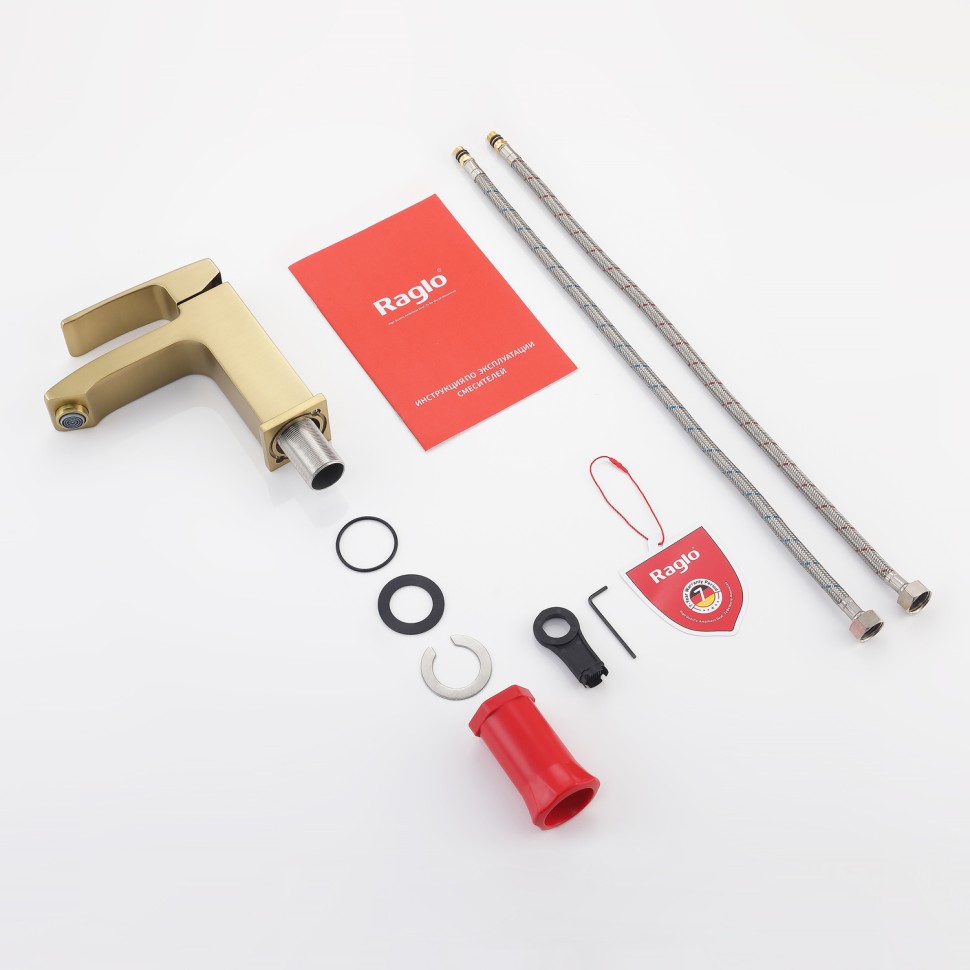 Смеситель Raglo для умывальника золотой сатин