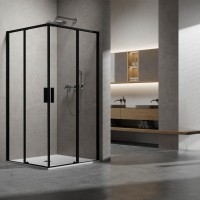Душевой уголок Slim 8mm VSS-6SL8010CLB, 1000*800, черный, стекло прозрачное