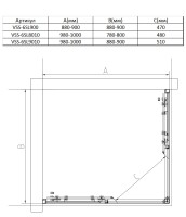 Душевой уголок Slim 8mm VSS-6SL8010CLB, 1000*800, черный, стекло прозрачное