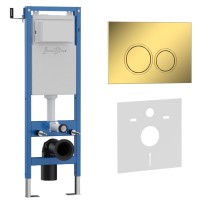 Комплект 2в1 IBERICA BLANCA инсталляция SILENCIO MINI, кнопка смыва ESTI-O золото глянцевое (IB.001M.826)