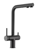 Смеситель с возможностью подключения фильтрованной воды и вытяжным изливом. Черный матовый. OSGARD BALANS PLUS 36973