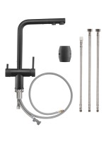 Смеситель с возможностью подключения фильтрованной воды и вытяжным изливом. Черный матовый. OSGARD BALANS PLUS 36973