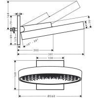 Верхний душ Hansgrohe Rainfinity d=36 см., настенный, цвет: черный матовый 26230670