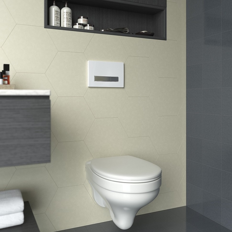 Инсталляция BERGES для скрытого монтажа унитаза АТОМ Line 410 кнопка белая/хром глянец