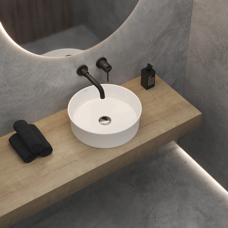 Раковина BERGES Ego SL накладная, ? 38 см, матовый белый