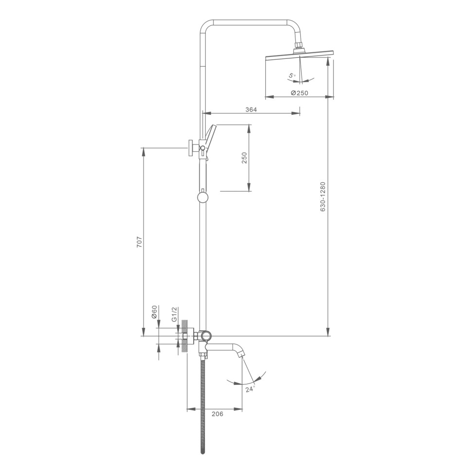 Душевая система Splenka для ванны и душа S03.24.06 Черный