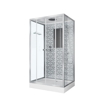 Душевая кабина Niagara Luxe NG-7772QW (120x90х210) низкий поддон(15см),дверь раздвижная,стенки серебро,4 места