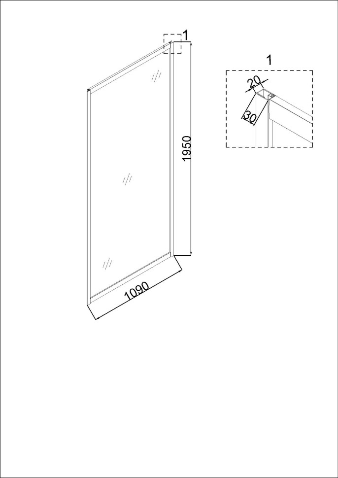 Боковая стенка Niagara Nova NG-A110G (110х195) золото,стекло прозрачное,1 место