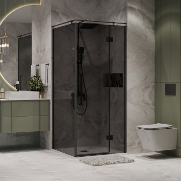 Душевое ограждение Niagara Nova NG-2832-34BLACK (100х100х195) квадрат,черный матовый,дверь распашная,стекло тонированное,1 место