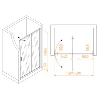 Душевая дверь RGW LE-103B (Прозрачное, 1200)