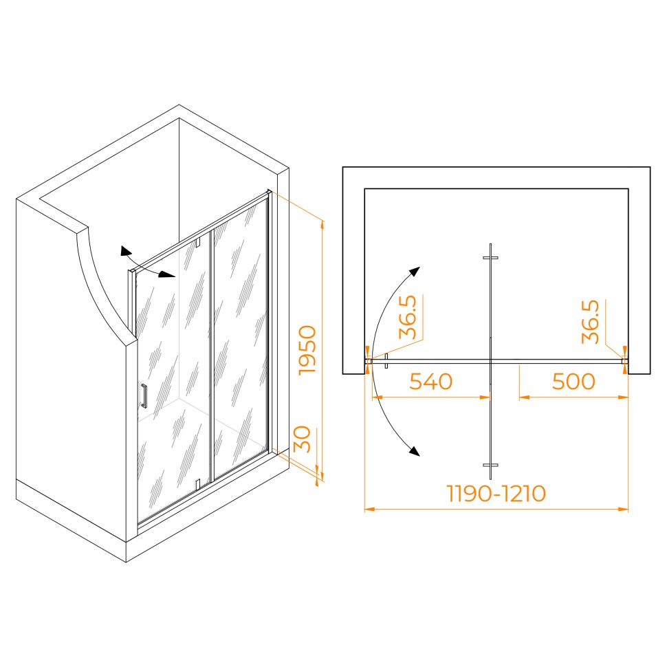 Душевая дверь RGW LE-103B (Прозрачное, 1200)