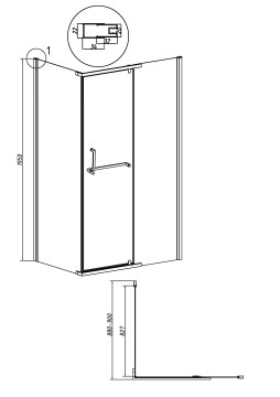 Боковая стенка Grossman Pragma 200.K33.03.90.21.02 (90х195) черный матовый,стекло шиншилла, 1 место