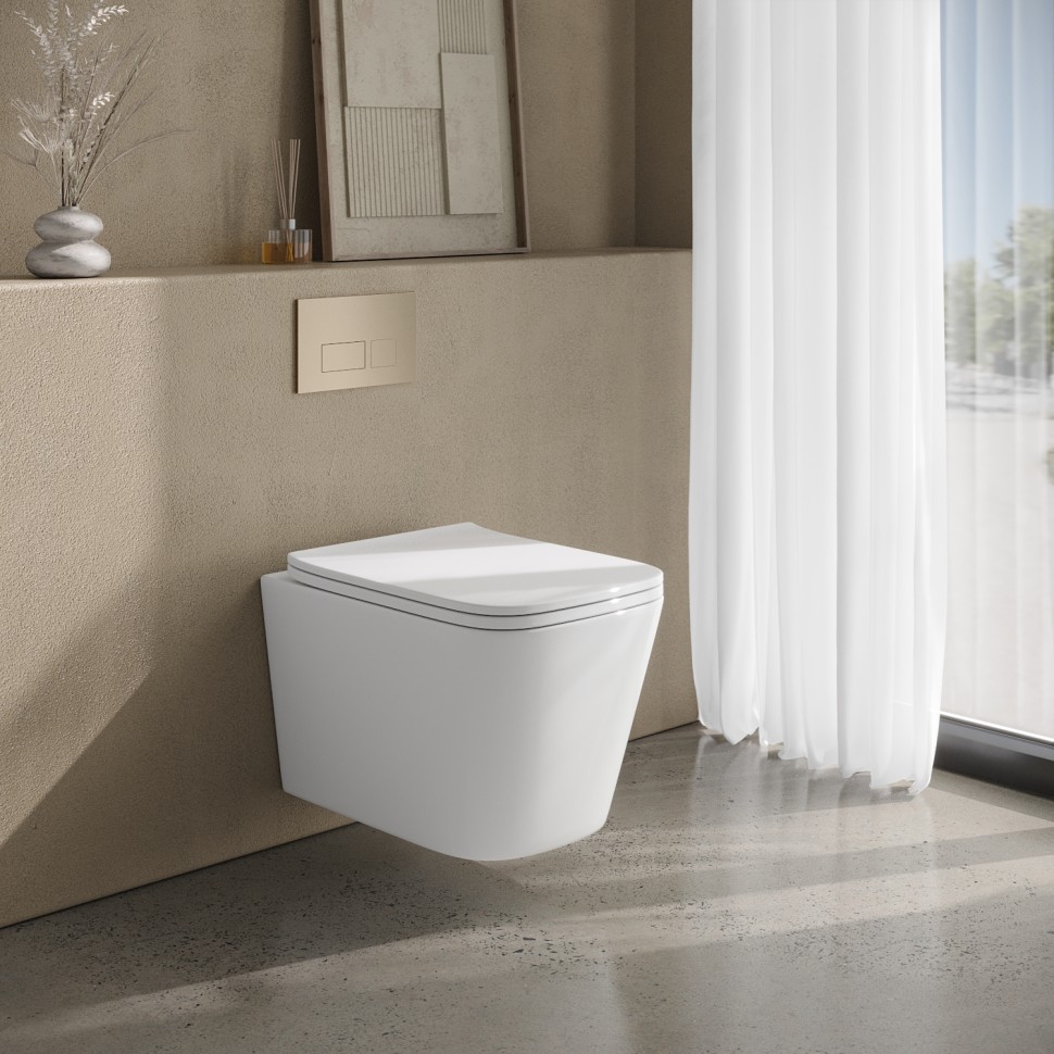 Унитаз подвесной MILLEAU CONT 205 белый глянец, безободковый, с микролифтом