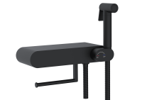 Смеситель с полочкой и держателем туалетной бумаги, с гигиеническим душем - RGW SP-222B, черный