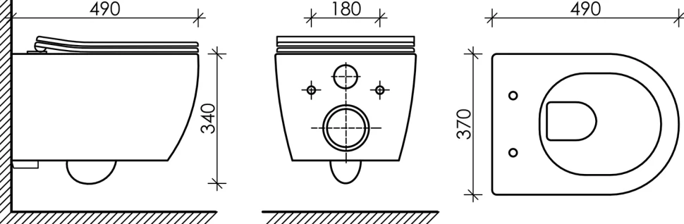 Подвесной унитаз PLAY Rimless CN3001MB