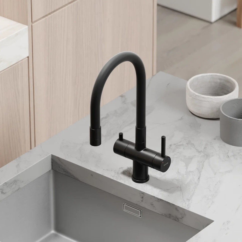 Смеситель для кухни SANCOS Lucia с возможностью подключения фильтра для воды, цвет матовый черный, арт. SC4004MB