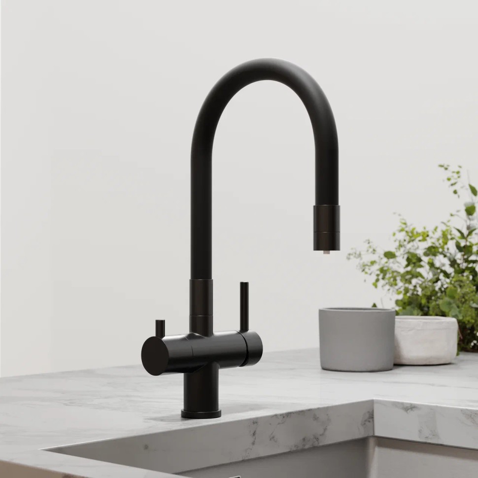 Смеситель для кухни SANCOS Lucia с возможностью подключения фильтра для воды, цвет матовый черный, арт. SC4004MB