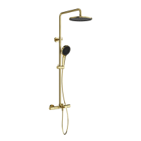 Душевая стойка с термостатом и изливом SANCOS Etna, брашированное золото, PVD покрытие, арт. SC9008BG
