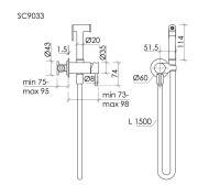 Гигиенический душ SANCOS Etna, с внутренней частью, со смесителем, брашированное золото, PVD покрытие, арт. SC9033BG
