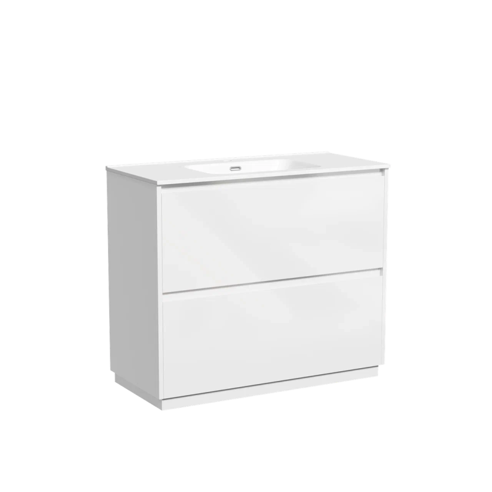 Тумба под раковину SANCOS Libra Floor напольная, 990х450х840, c двумя ящиками оснащенными доводчиками, белый глянец , арт. LB100FW