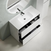 Тумба под раковину SANCOS Libra Floor напольная, 990х450х840, c двумя ящиками оснащенными доводчиками, белый глянец , арт. LB100FW