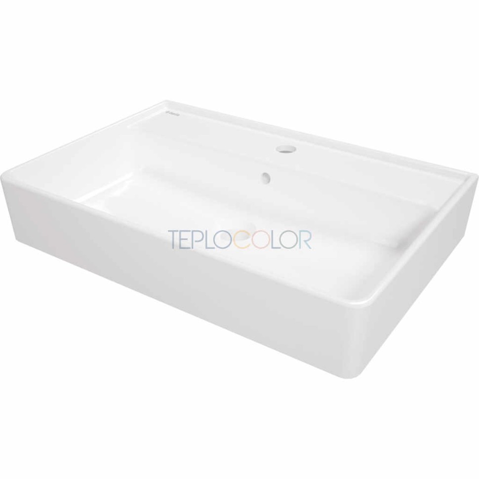 Керамическая раковина, на столешницу/настенная, с бортиком для смесителя - 61x41 cm