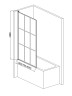 Шторка на ванну 800*1400мм., стекло 6мм, цвет профиля матовый черный. Вертикальные и горизонтальные декоративные линии