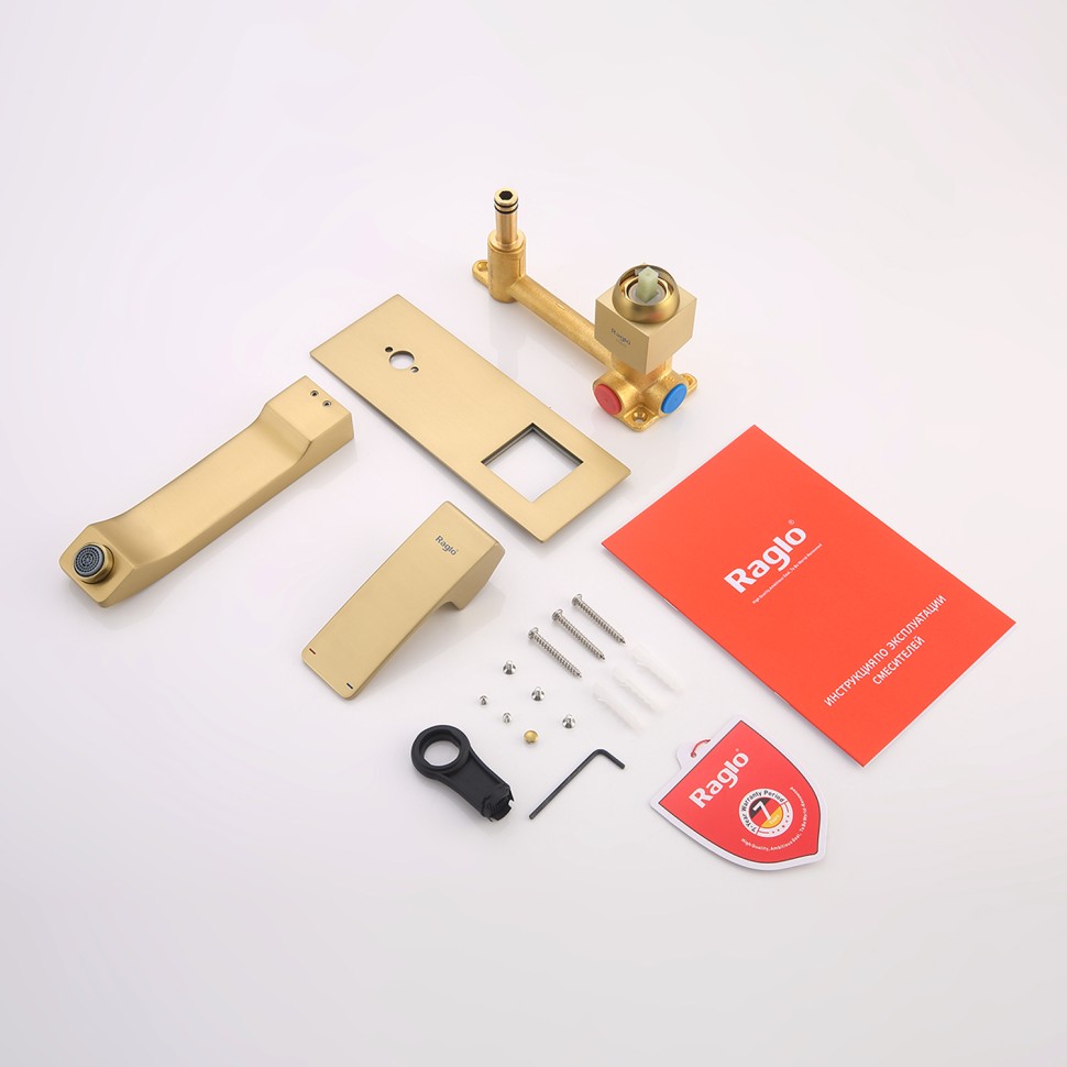 Смеситель Raglo встраиваемый для умывальника золотой сатин