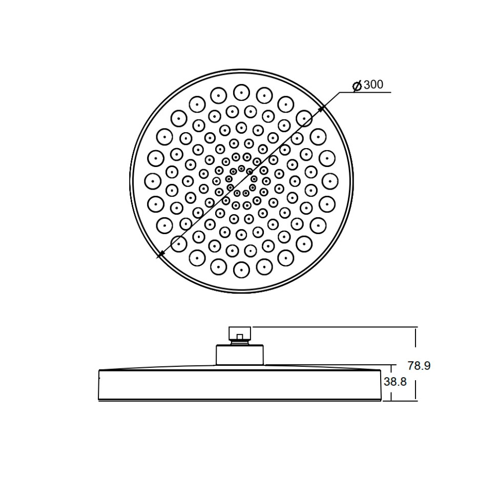 AQM8601MB Верхний душ O300 мм, Черный