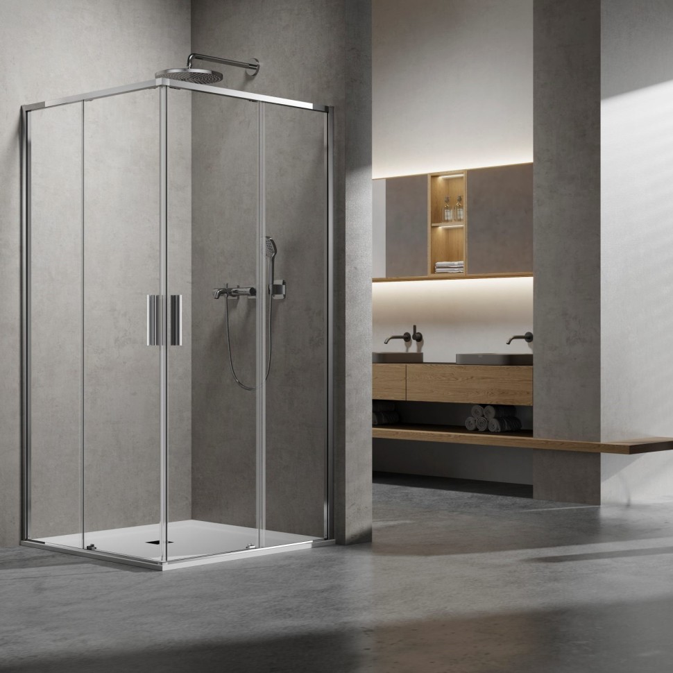 Душевой уголок Slim 8mm VSS-6SL900CL, 900*900, хром, стекло прозрачное